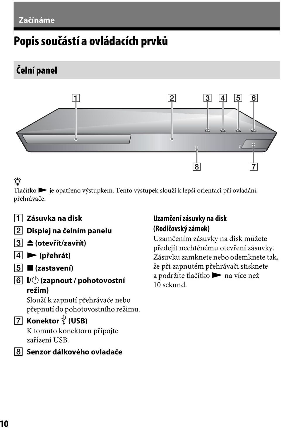 přepnutí do pohotovostního režimu. G Konektor (USB) K tomuto konektoru připojte zařízení USB.