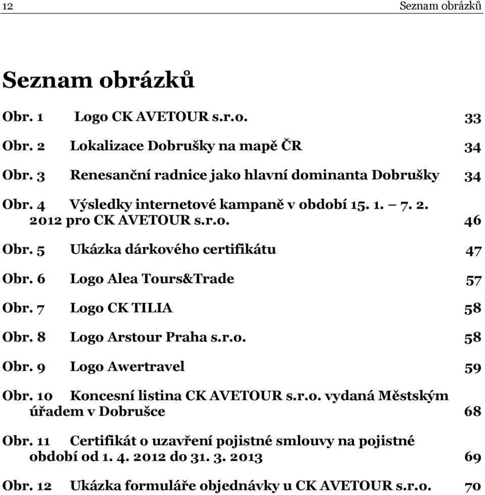 5 Ukázka dárkového certifikátu 47 Obr. 6 Logo Alea Tours&Trade 57 Obr. 7 Logo CK TILIA 58 Obr. 8 Logo Arstour Praha s.r.o. 58 Obr. 9 Logo Awertravel 59 Obr.