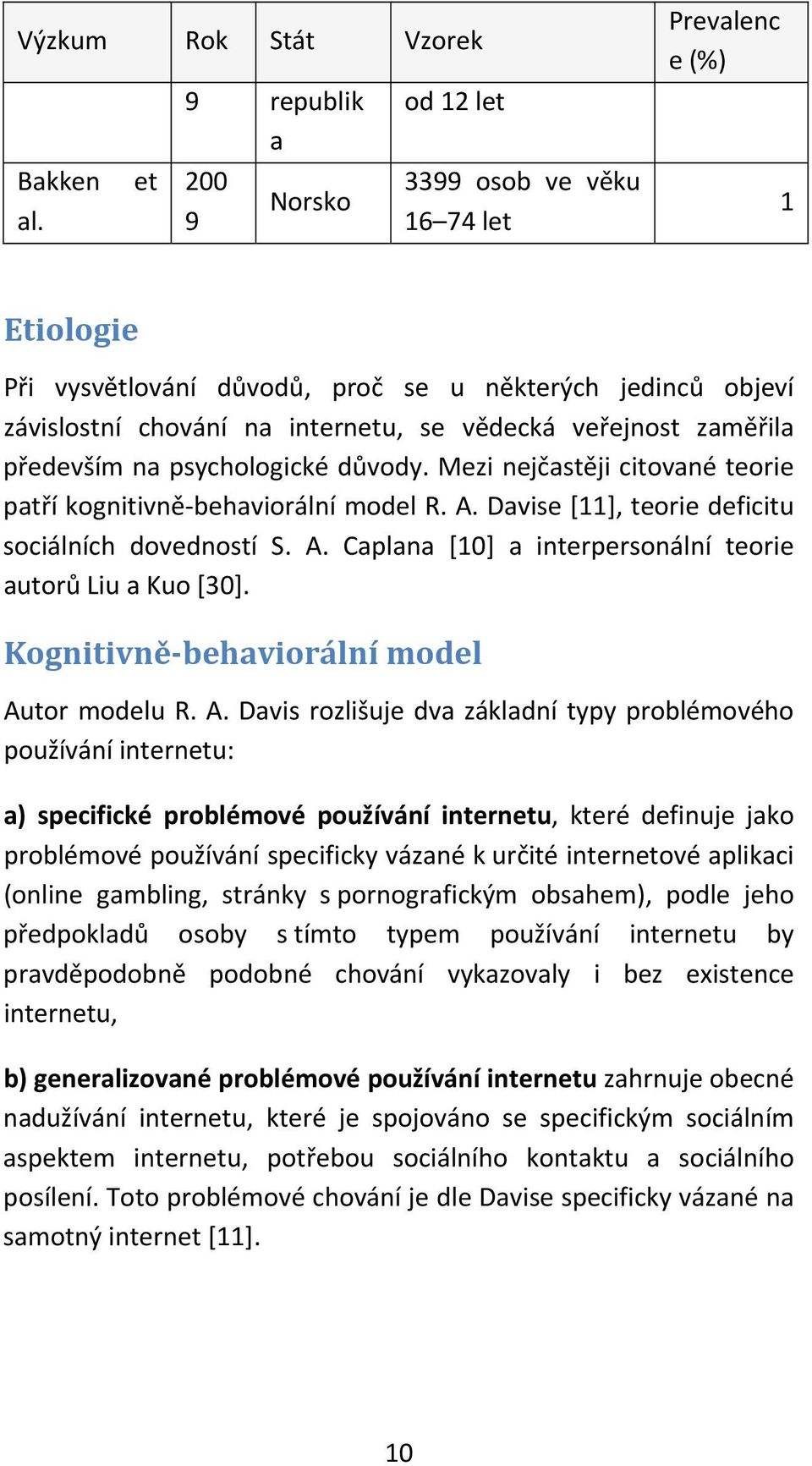 veřejnost zaměřila především na psychologické důvody. Mezi nejčastěji citované teorie patří kognitivně behaviorální model R. A. Davise [11], teorie deficitu sociálních dovedností S. A. Caplana [10] a interpersonální teorie autorů Liu a Kuo [30].