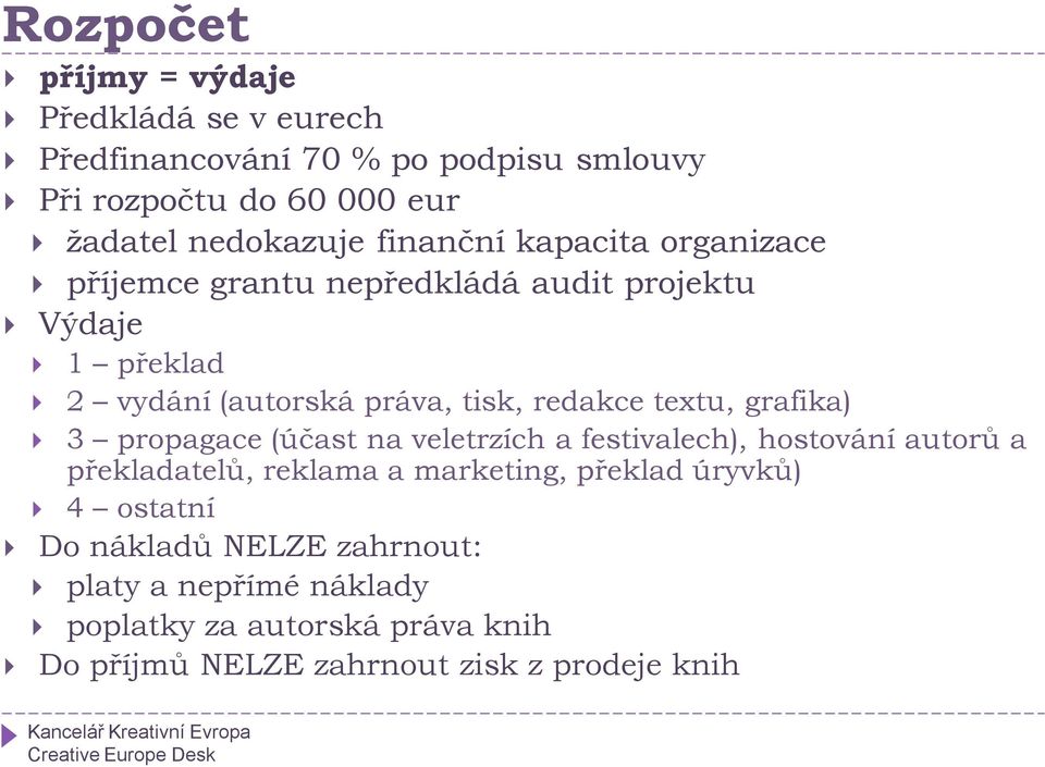 textu, grafika) 3 propagace (účast na veletrzích a festivalech), hostování autorů a překladatelů, reklama a marketing, překlad