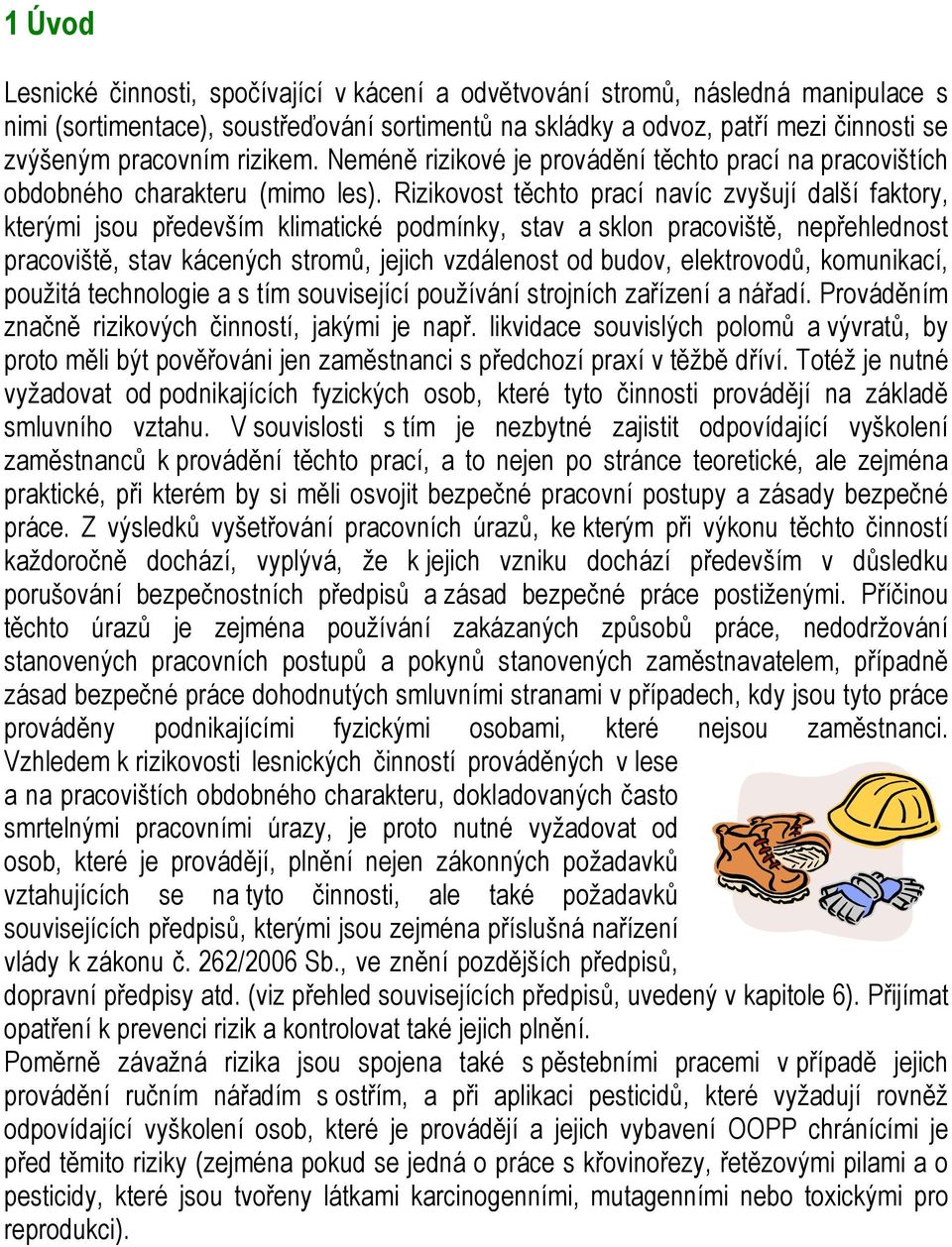 Rizikovost těchto prací navíc zvyšují další faktory, kterými jsou především klimatické podmínky, stav a sklon pracoviště, nepřehlednost pracoviště, stav kácených stromů, jejich vzdálenost od budov,