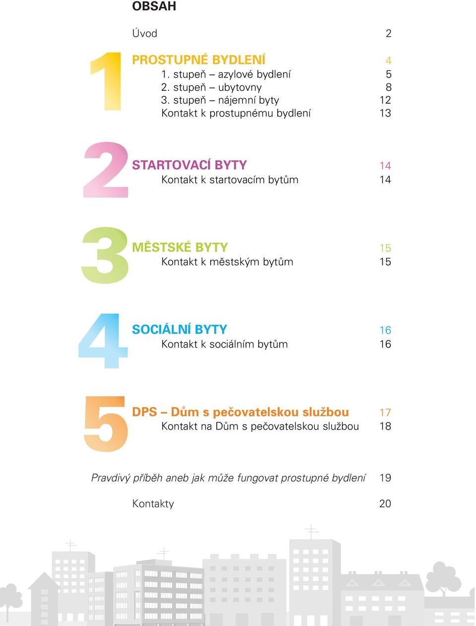 MùSTSKÉ BYTY 15 Kontakt k mûstsk m bytûm 15 SOCIÁLNÍ BYTY 16 Kontakt k sociálním bytûm 16 DPS DÛm s