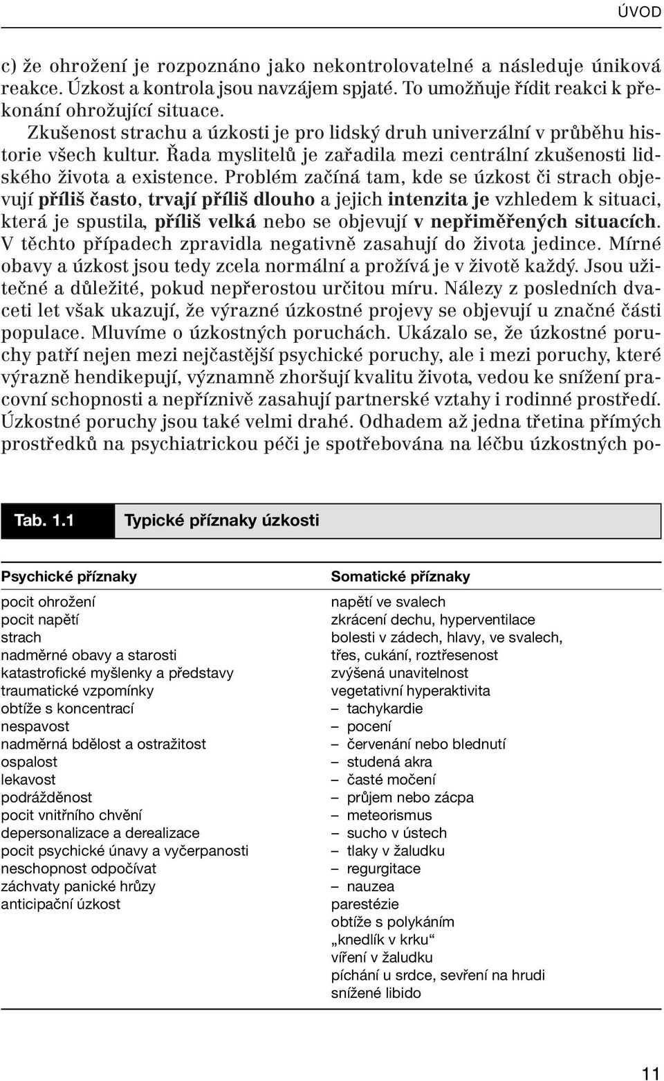 To umožňuje řídit reakci k překonání ohrožující situace. Zkušenost strachu a úzkosti je pro lidský druh univerzální v průběhu historie všech kultur.