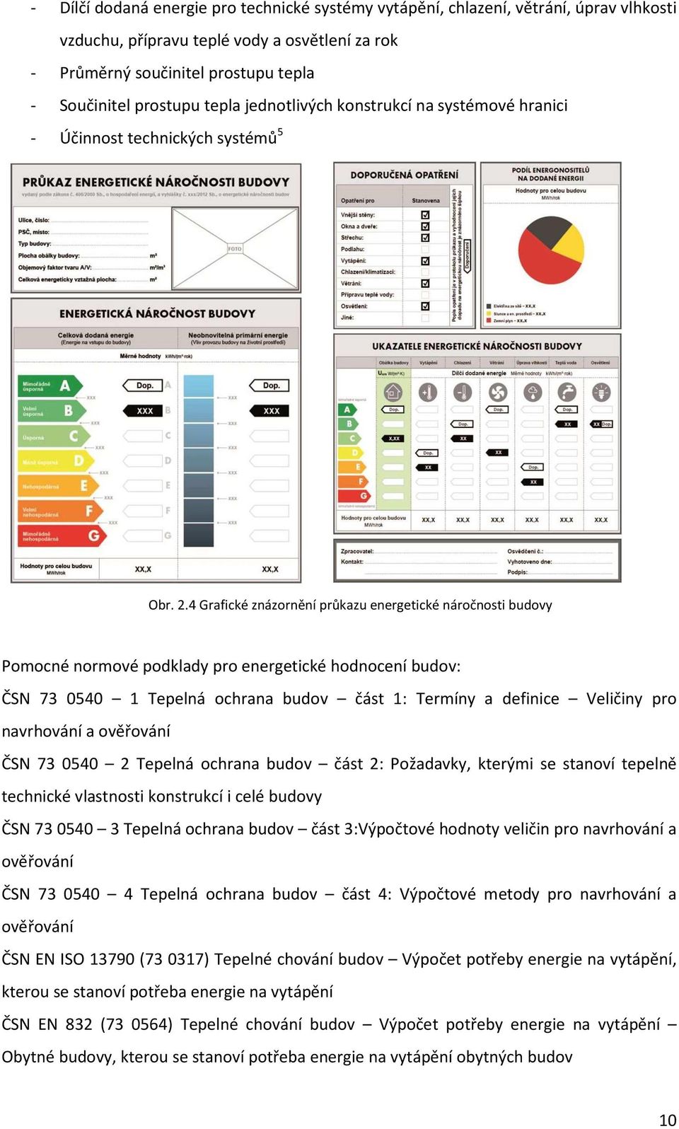 4 Grafické znázornění průkazu energetické náročnosti budovy Pomocné normové podklady pro energetické hodnocení budov: ČSN 73 0540 1 Tepelná ochrana budov část 1: Termíny a definice Veličiny pro