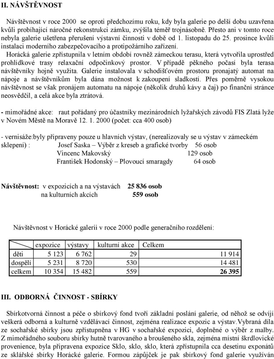 Horácká galerie zpřístupnila v letním období rovněž zámeckou terasu, která vytvořila uprostřed prohlídkové trasy relaxační odpočinkový prostor.