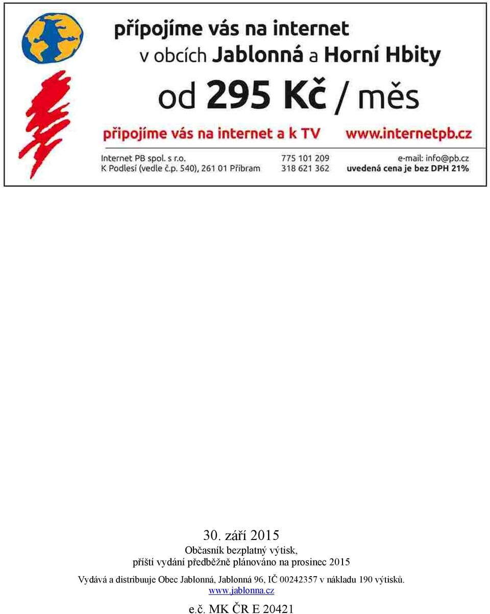 distribuuje Obec Jablonná, Jablonná 96, IČ 00242357