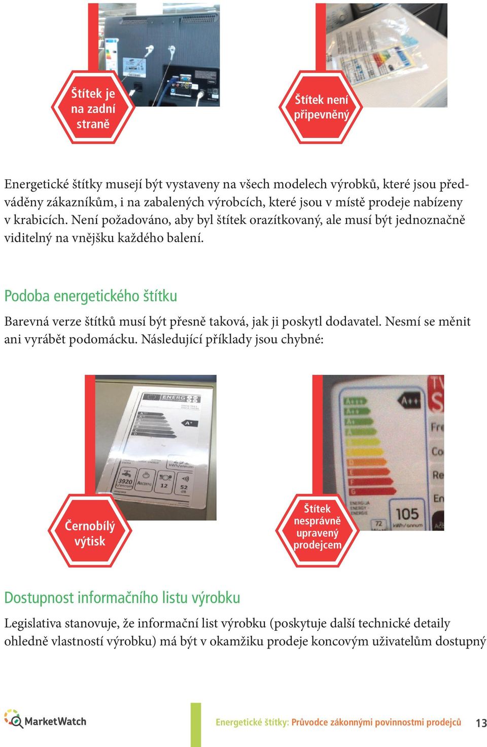 Podoba energetického štítku arevná verze štítků musí být přesně taková, jak ji poskytl dodavatel. Nesmí se měnit ani vyrábět podomácku.