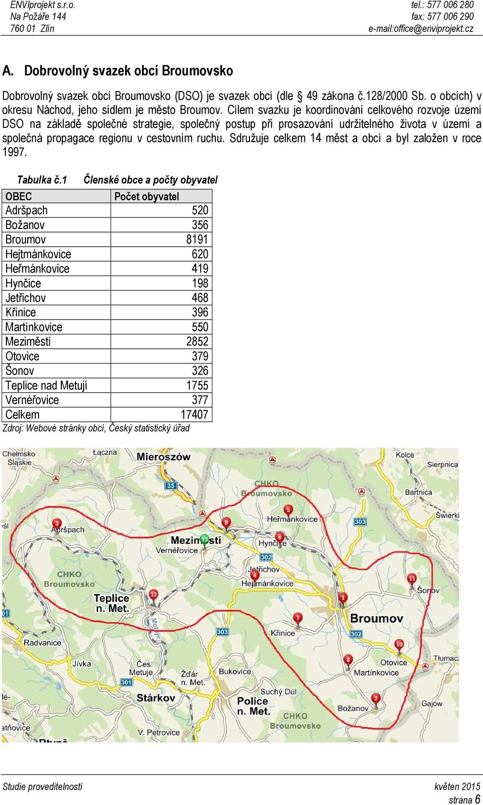 ruchu. Sdružuje celkem 14 měst a obcí a byl založen v roce 1997. Tabulka č.