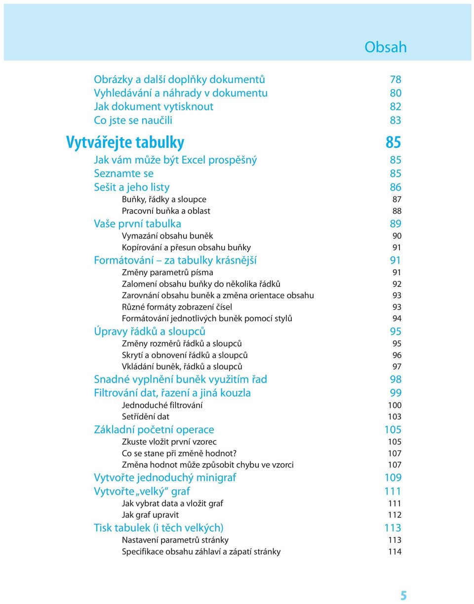 parametrů písma 91 Zalomení obsahu buňky do několika řádků 92 Zarovnání obsahu buněk a změna orientace obsahu 93 Různé formáty zobrazení čísel 93 Formátování jednotlivých buněk pomocí stylů 94 Úpravy