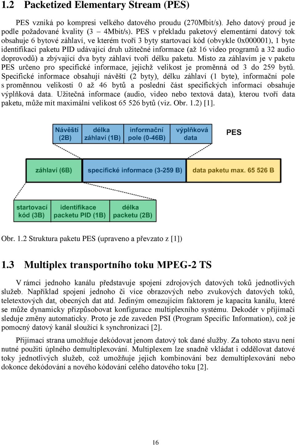 (až 16 video programů a 32 audio doprovodů) a zbývající dva byty záhlaví tvoří délku paketu.