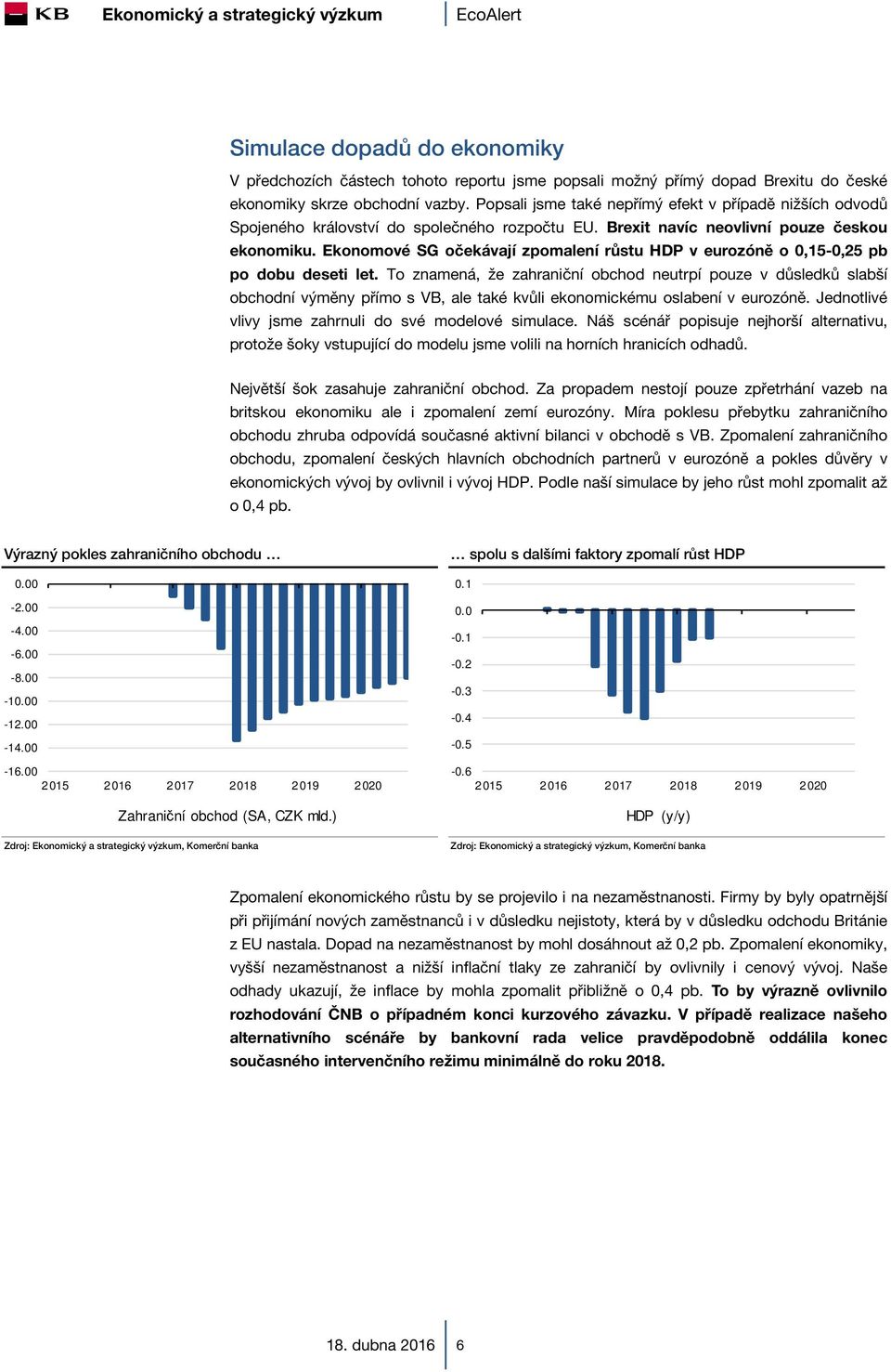 Ekonomové SG očekávají zpomalení růstu HDP v eurozóně o,15-,25 pb po dobu deseti let.