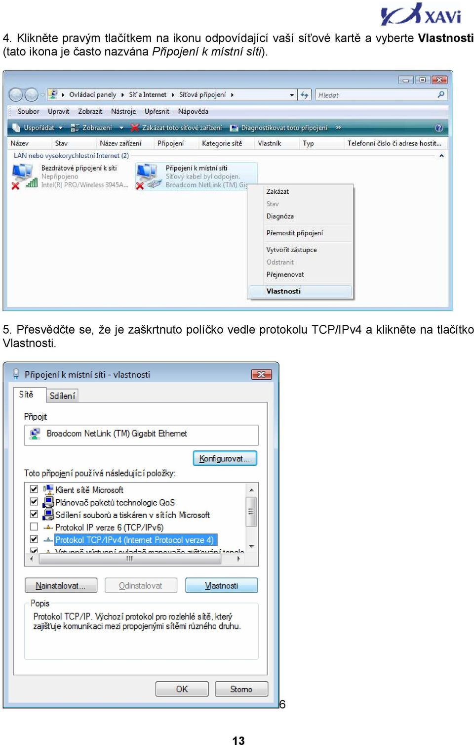 Připojení k místní síti). 5.
