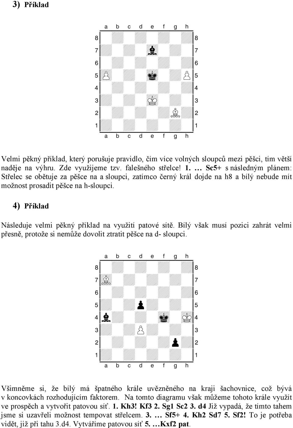 4) Příklad Následuje velmi pěkný příklad na využití patové sítě. Bílý však musí pozici zahrát velmi přesně, protože si nemůže dovolit ztratit pěšce na d- sloupci.