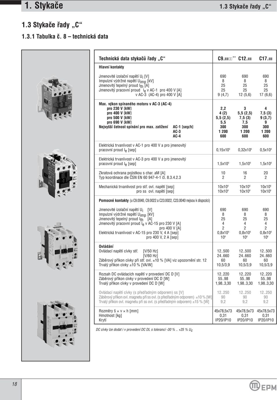 pro 400 V [A] v AC-3 (AC-4) pro 400 V [A] Max. v kon spínaného motoru v AC-3 (AC-4) pro 230 V [kw] pro 400 V [kw] pro 500 V [kw] pro 690 V [kw] Nejvy í ãetnost spínání pro max.