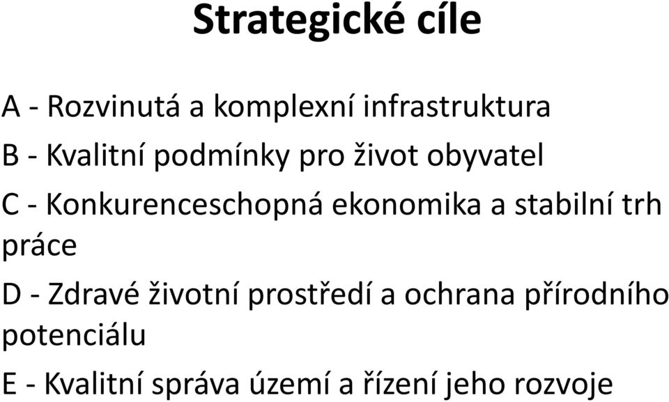 ekonomika a stabilní trh práce D - Zdravé životní prostředí a