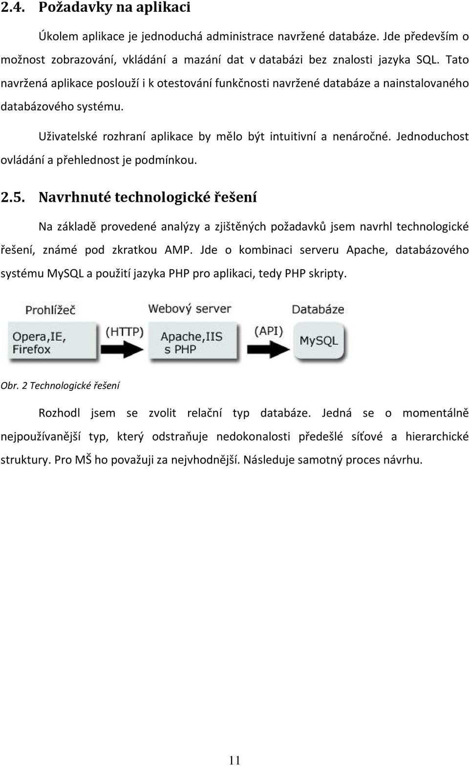 Jednoduchost ovládání a přehlednost je podmínkou. 2.5. Navrhnuté technologické řešení Na základě provedené analýzy a zjištěných požadavků jsem navrhl technologické řešení, známé pod zkratkou AMP.