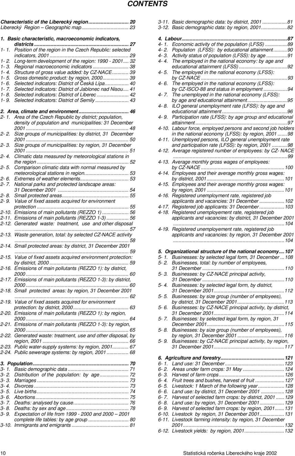 Structure of gross value added: by CZ-NACE... 39 1-5. Gross domestic product: by region, 2000... 39 1-6. Selected indicators: District of Česká Lípa... 40 1-7.