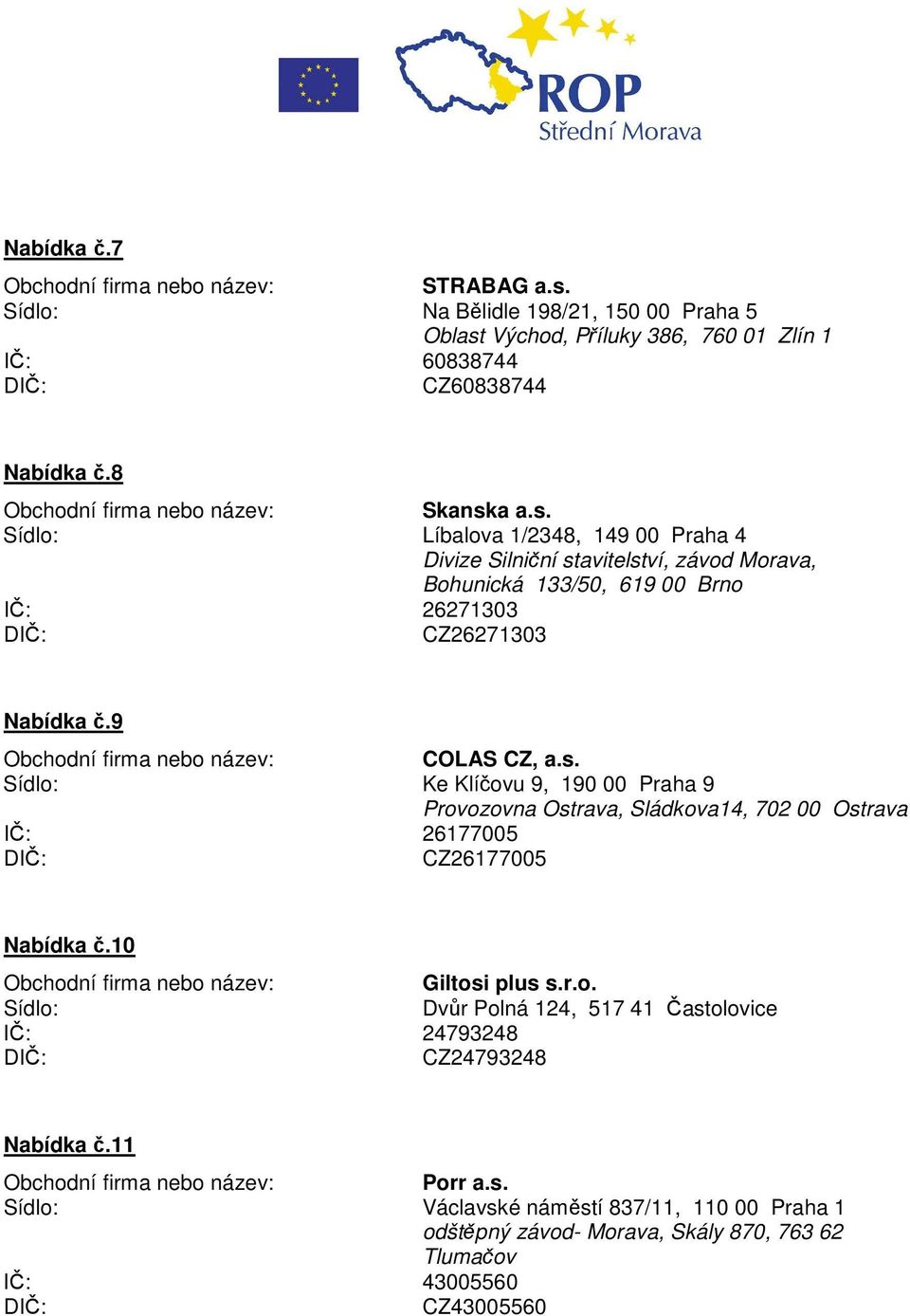 Východ, Příluky 386, 760 01 Zlín 1 IČ: 60838744 CZ60838744 Nabídka č.8 Skansk