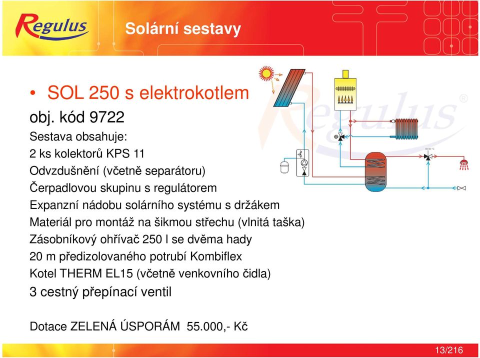 regulátorem Expanzní nádobu solárního systému s držákem Materiál pro montáž na šikmou střechu (vlnitá taška)