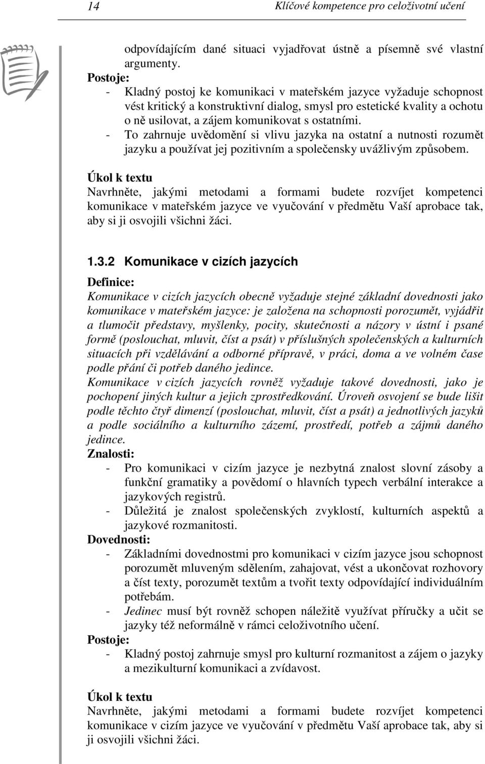 - To zahrnuje uvědomění si vlivu jazyka na ostatní a nutnosti rozumět jazyku a používat jej pozitivním a společensky uvážlivým způsobem.