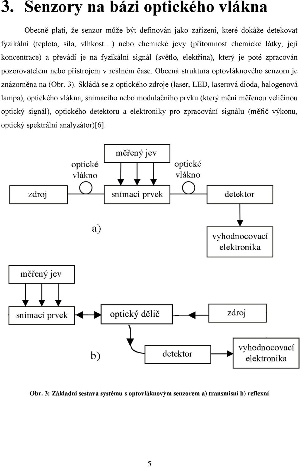 Obecná struktura optovláknového senzoru je znázorněna na (Obr. 3).