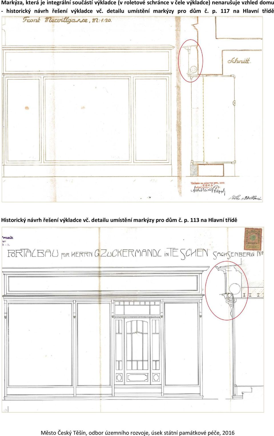 detailu umístění markýzy pr