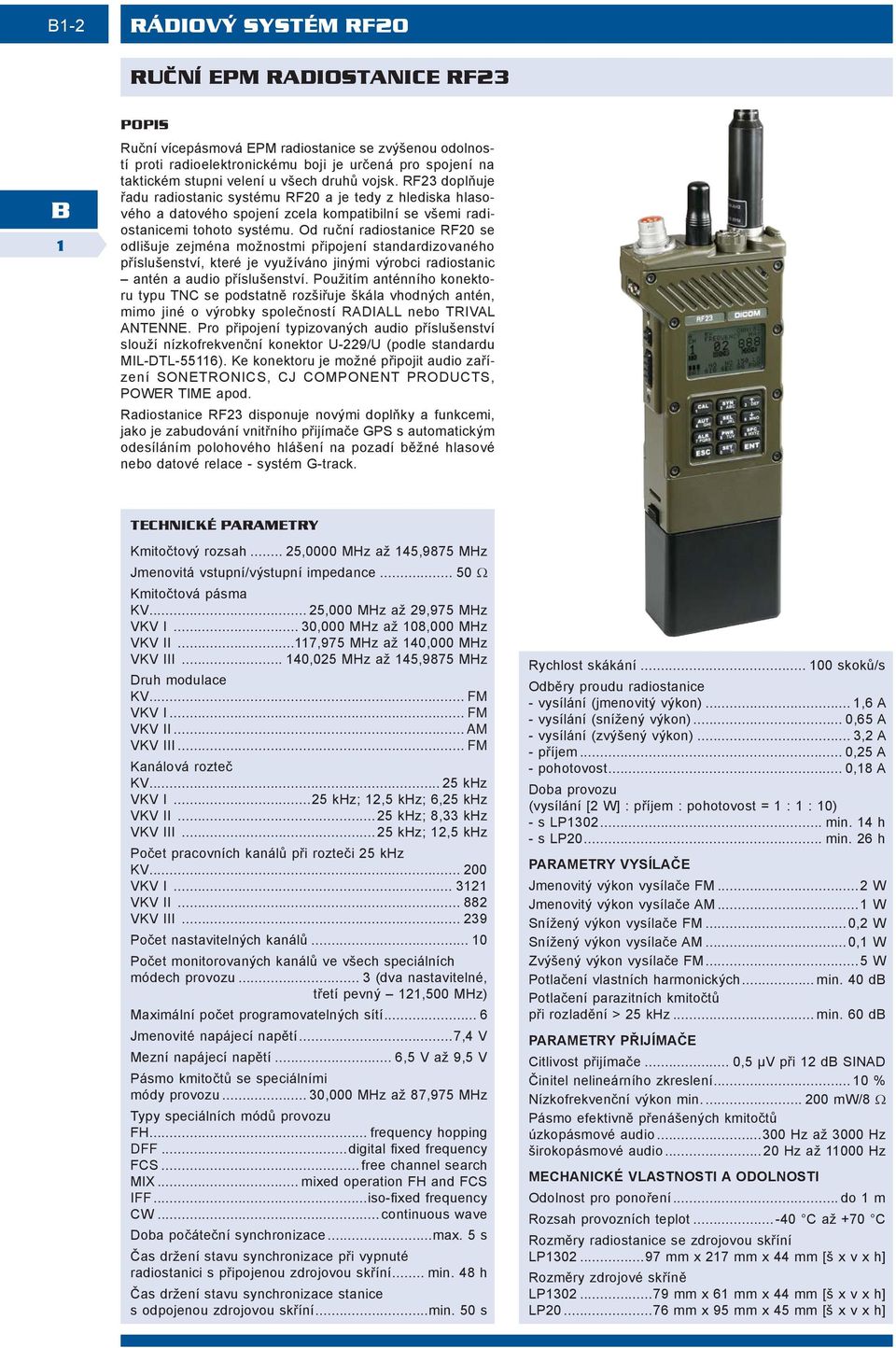 Od ruční radiostanice RF20 se odlišuje zejména možnostmi připojení standardizovaného příslušenství, které je využíváno jinými výrobci radiostanic antén a audio příslušenství.