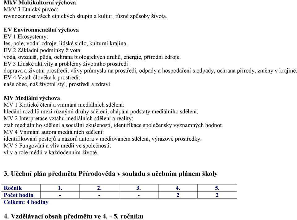 EV 2 Základní podmínky života: voda, ovzduší, půda, ochrana biologických druhů, energie, přírodní zdroje.