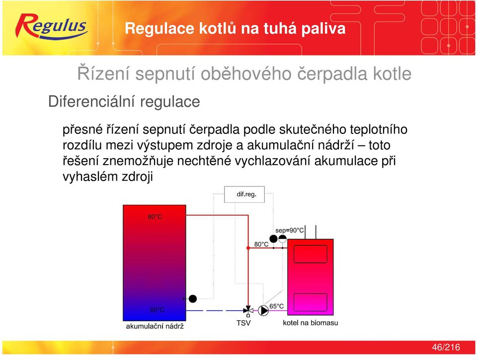 teplotního rozdílu mezi výstupem zdroje a akumulační nádrží toto