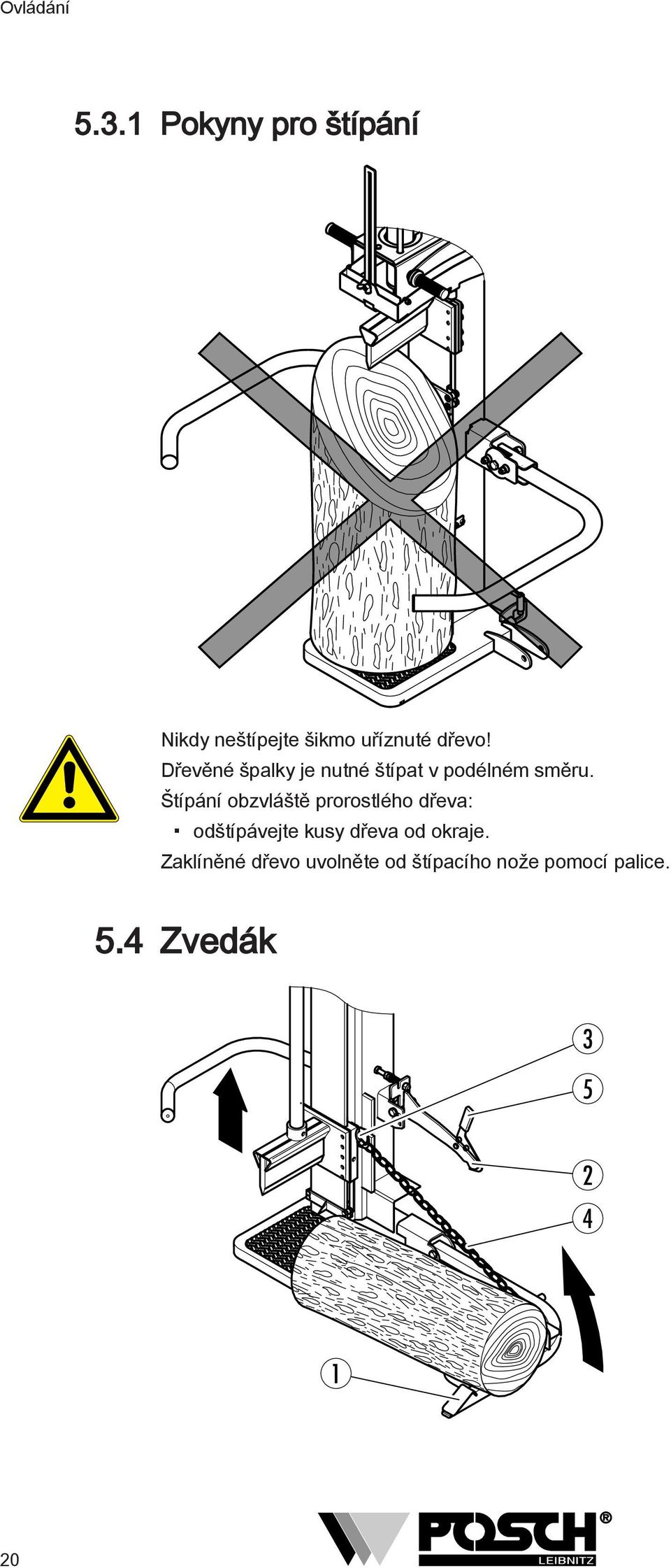 Dřevěné špalky je nutné štípat v podélném směru.