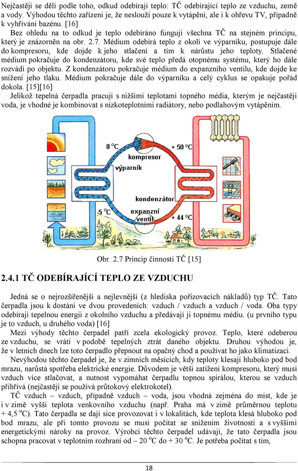 [16] Bez ohledu na to odkud je teplo odebíráno fungují všechna TČ na stejném principu, který je znázorněn na obr. 2.7.