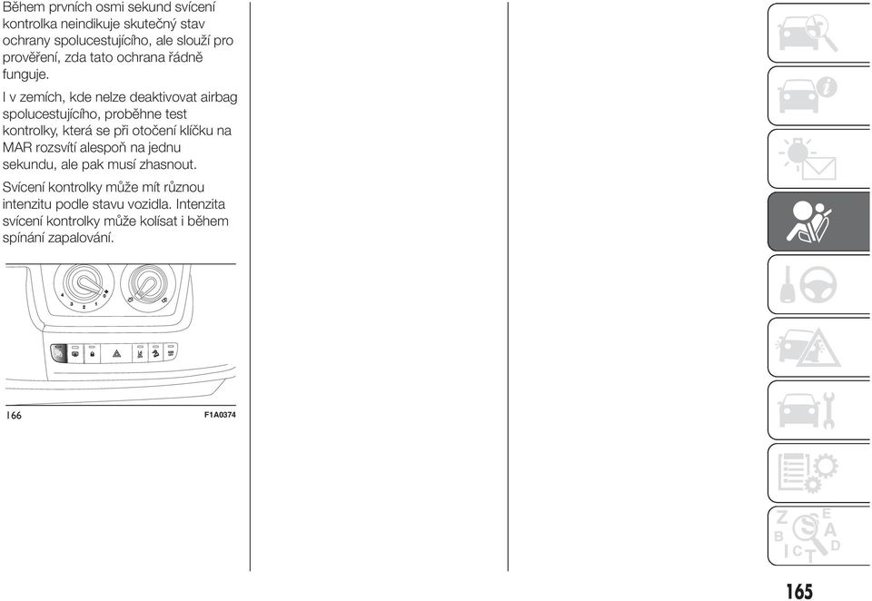I v zemích, kde nelze deaktivovat airbag spolucestujícího, proběhne test kontrolky, která se při otočení klíčku na MAR