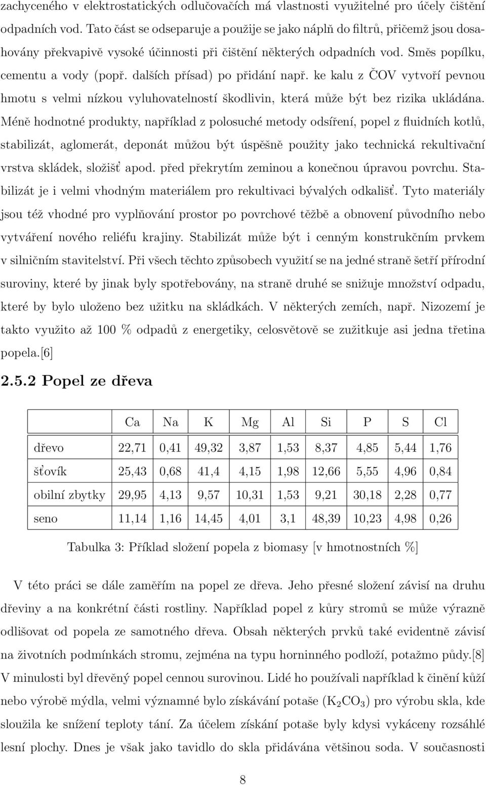 dalších přísad) po přidání např. ke kalu z ČOV vytvoří pevnou hmotu s velmi nízkou vyluhovatelností škodlivin, která může být bez rizika ukládána.