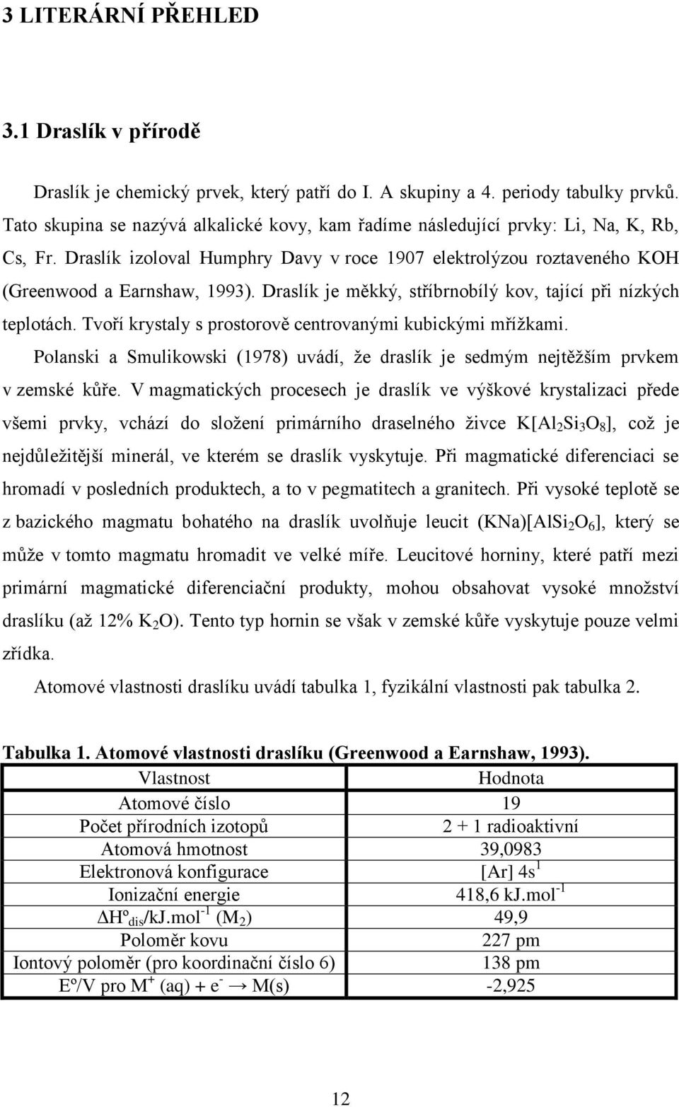 Draslík je měkký, stříbrnobílý kov, tající při nízkých teplotách. Tvoří krystaly s prostorově centrovanými kubickými mřížkami.