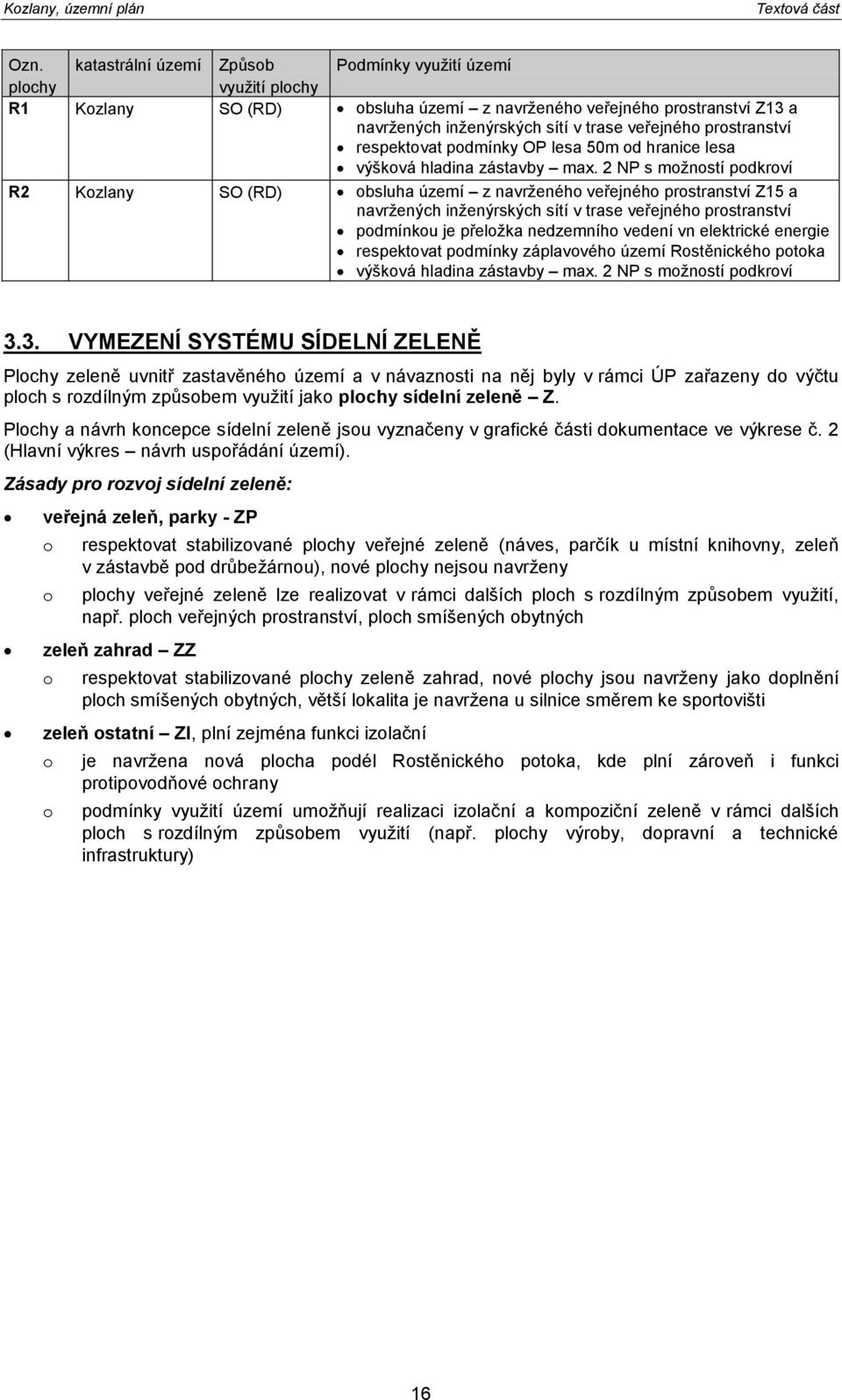 2 NP s mţnstí pdkrví R2 Kzlany SO (RD) bsluha území z navrţenéh veřejnéh prstranství Z15 a navrţených inţenýrských sítí v trase veřejnéh prstranství pdmínku je přelţka nedzemníh vedení vn elektrické