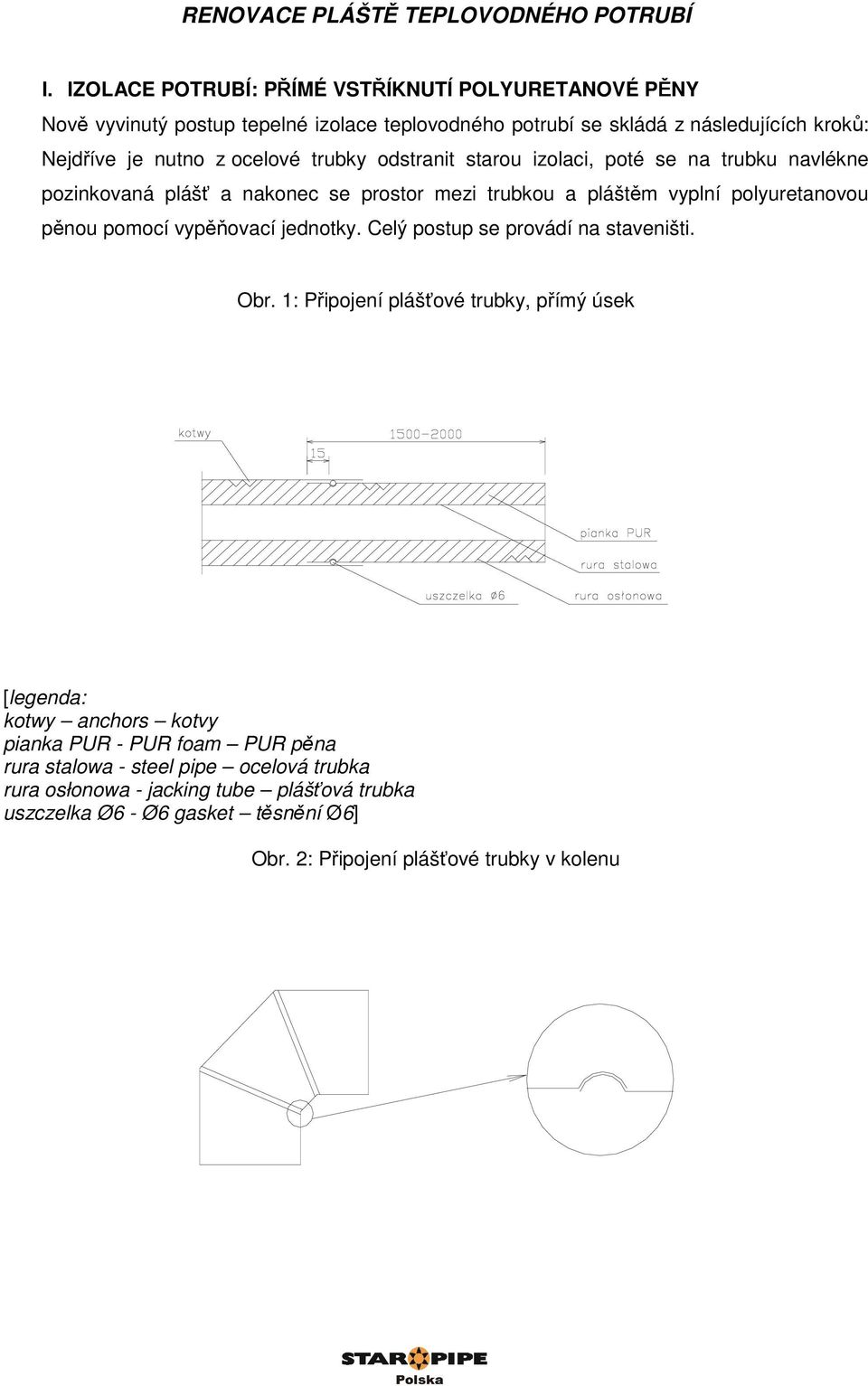 trubky odstranit starou izolaci, poté se na trubku navlékne pozinkovaná plášť a nakonec se prostor mezi trubkou a pláštěm vyplní polyuretanovou pěnou pomocí vypěňovací