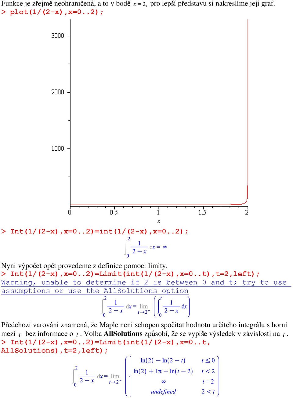 .t),t=2,left); Warning, unable to determine if 2 is between 0 and t; try to use assumptions or use the AllSolutions option Předchozí varování znamená, že
