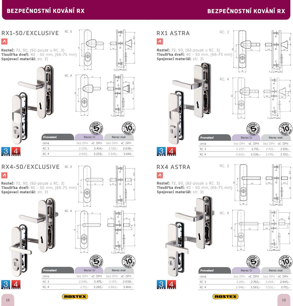 731,- 2.410,- 2.916,- RC 4 2.922,- 3.536,- 3.076,- 3.722,- RX4-50/EXCLUSIVE RC. 3 RX4 ASTRA RC. 3 Rozteč: 72, 90, (92-pouze u RC.