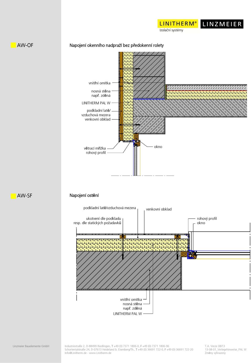 AW-SF Napojení ostění podkladní latě/vzduchová mezera ukotvení dle podkladu