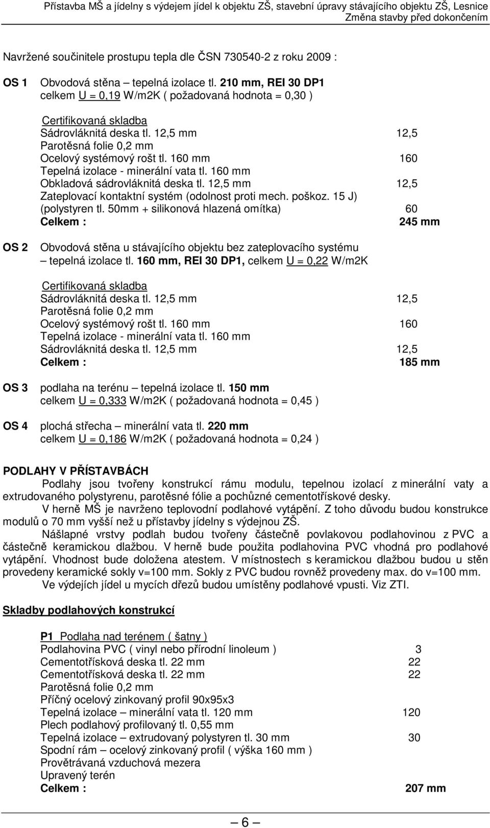 160 mm 160 Tepelná izolace - minerální vata tl. 160 mm Obkladová sádrovláknitá deska tl. 12,5 mm 12,5 Zateplovací kontaktní systém (odolnost proti mech. poškoz. 15 J) (polystyren tl.