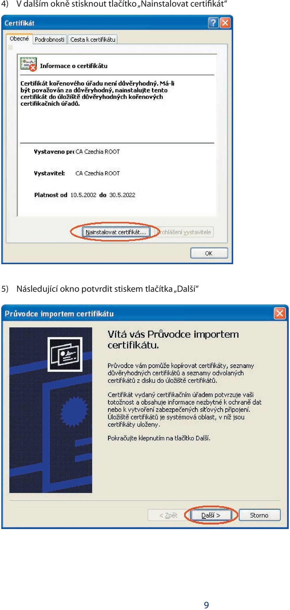 certifikát 5) Následující