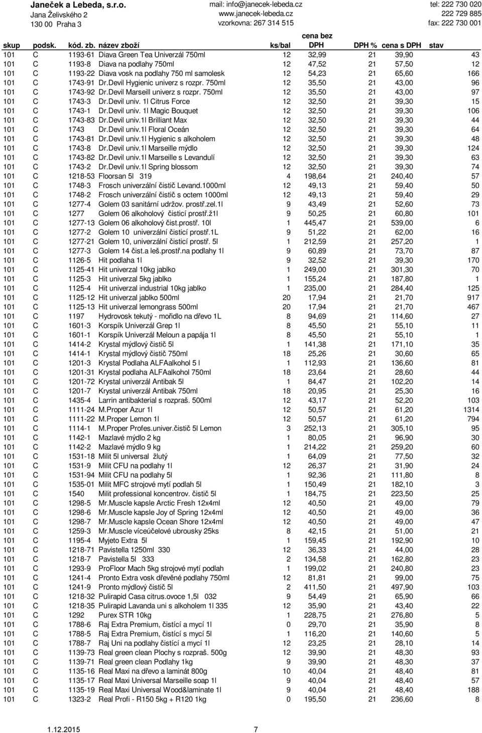 1l Citrus Force 12 32,50 21 39,30 15 101 C 1743-1 Dr.Devil univ. 1l Magic Bouquet 12 32,50 21 39,30 106 101 C 1743-83 Dr.Devil univ.1l Brilliant Max 12 32,50 21 39,30 44 101 C 1743 Dr.Devil univ.1l Floral Oceán 12 32,50 21 39,30 64 101 C 1743-81 Dr.