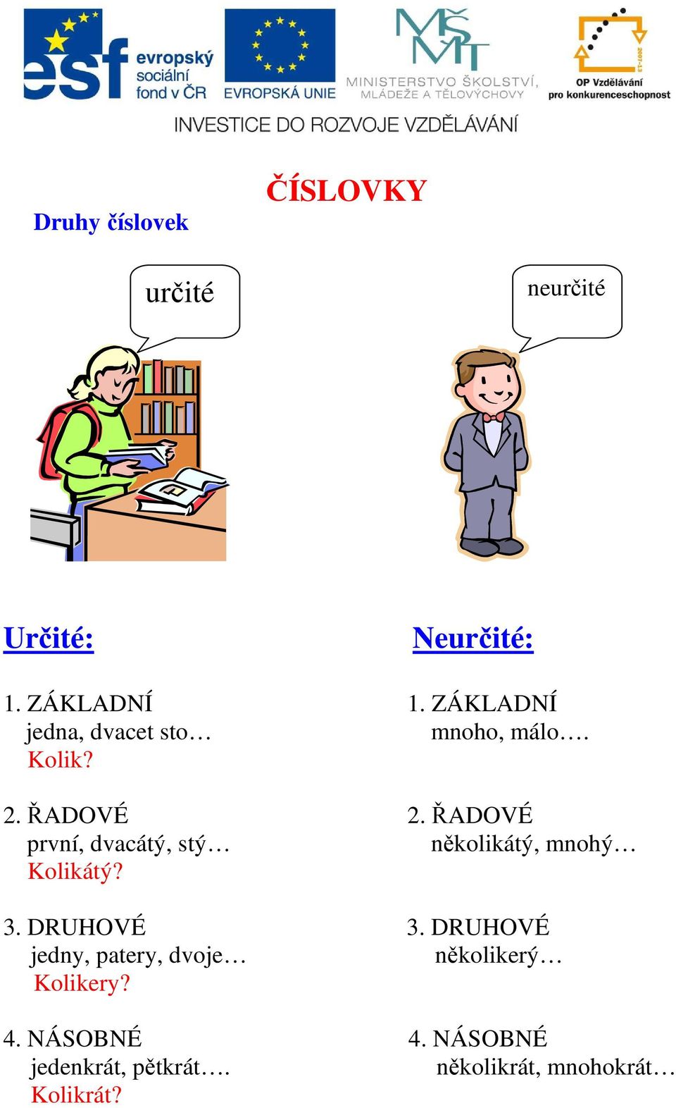 ŘADOVÉ první, dvacátý, stý několikátý, mnohý Kolikátý? 3. DRUHOVÉ 3.