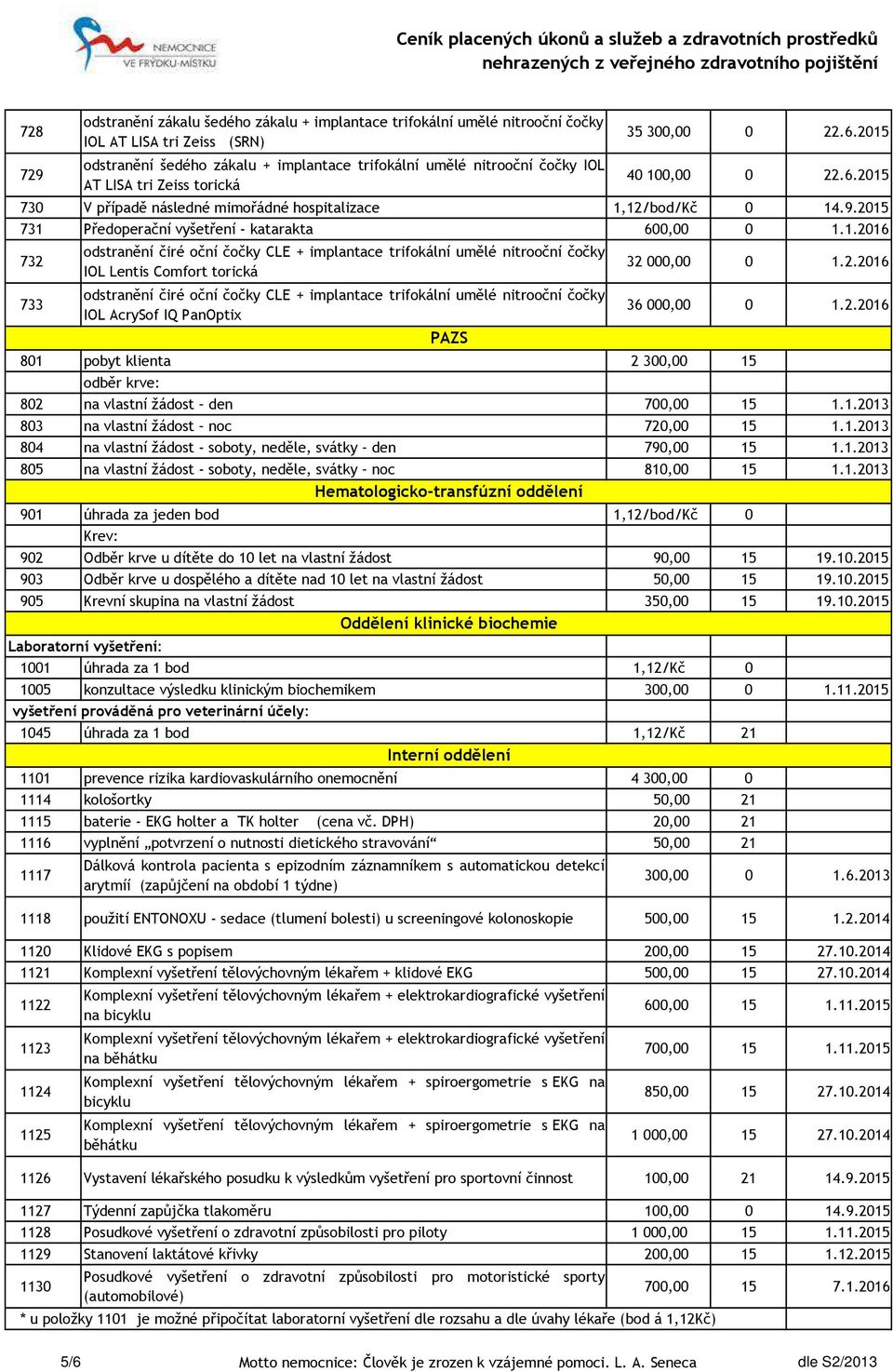 2.2016 36 000,00 0 1.2.2016 802 na vlastní žádost den 700,00 15 1.1.2013 803 na vlastní žádost noc 720,00 15 1.1.2013 804 na vlastní žádost - soboty, neděle, svátky den 790,00 15 1.1.2013 805 na vlastní žádost - soboty, neděle, svátky noc 810,00 15 1.