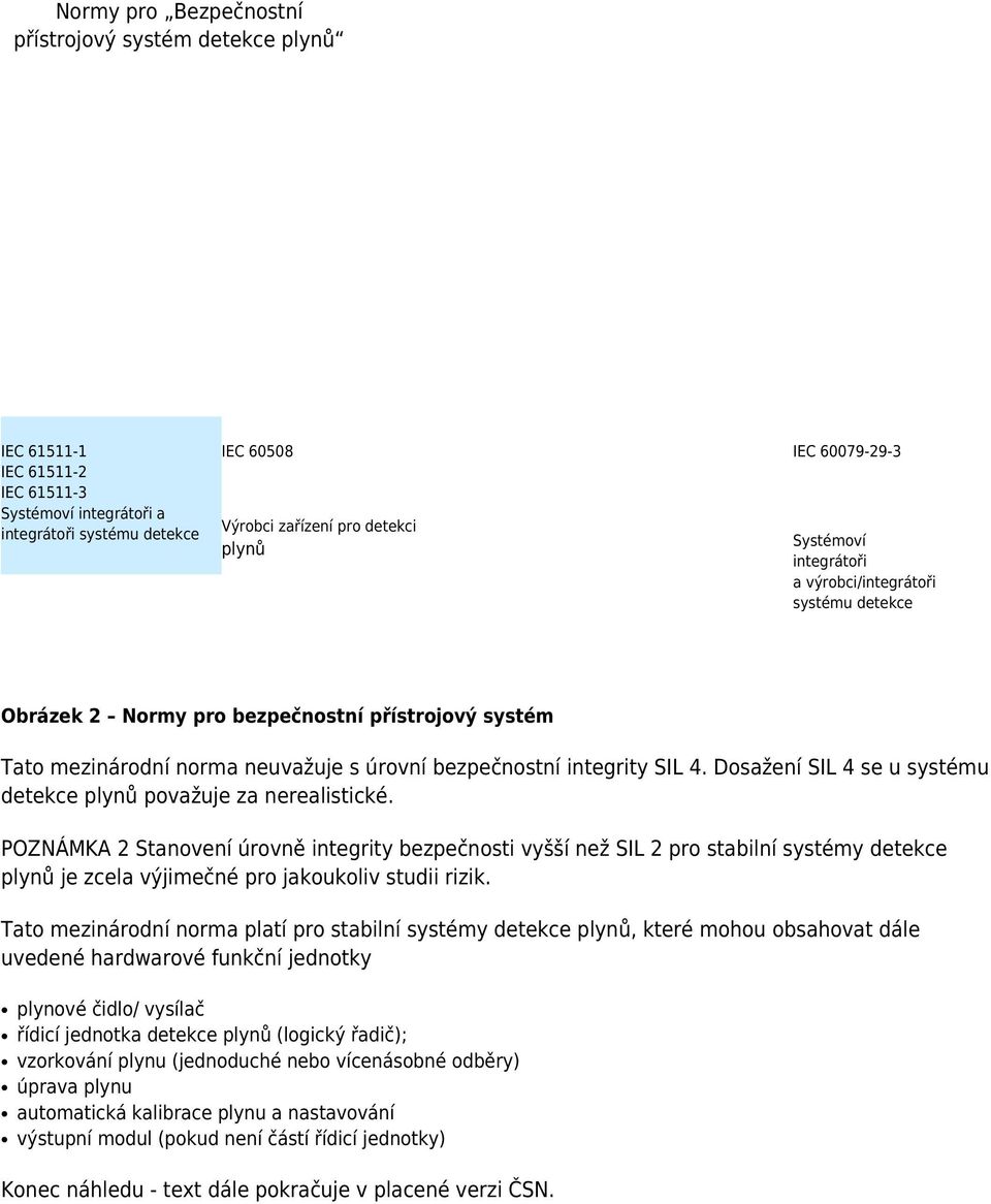 Dosažení SIL 4 se u systému detekce plynů považuje za nerealistické.