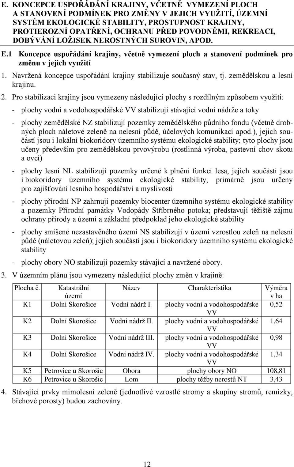 Navržená koncepce uspořádání krajiny stabilizuje současný stav, tj. zemědělskou a lesní krajinu. 2.