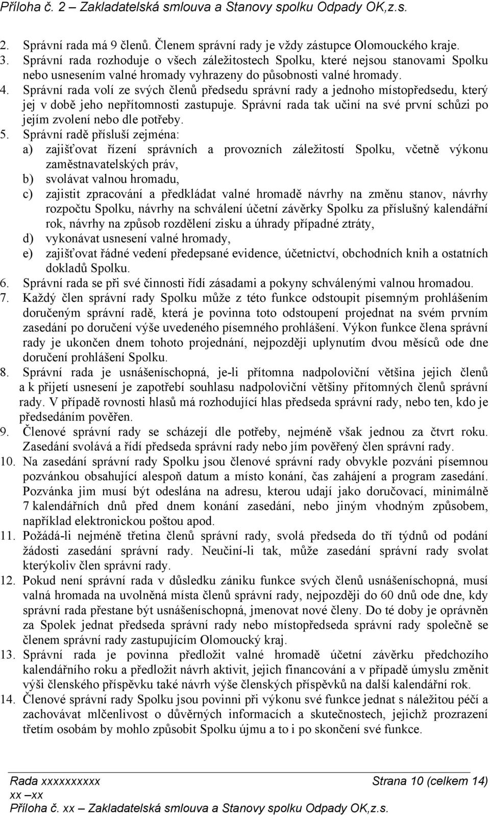 Správní rada volí ze svých členů předsedu správní rady a jednoho místopředsedu, který jej v době jeho nepřítomnosti zastupuje.