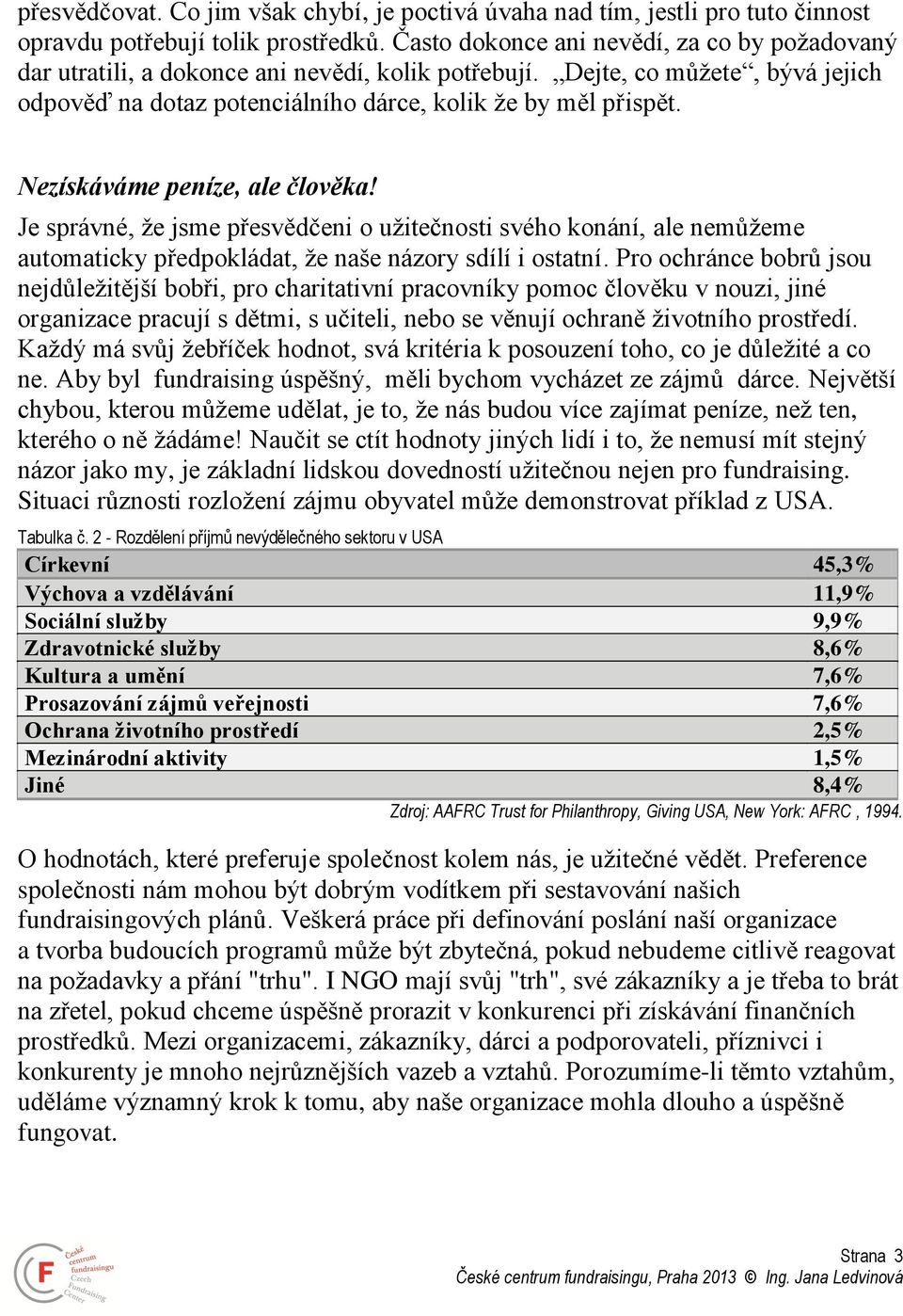 Nezískáváme peníze, ale člověka! Je správné, že jsme přesvědčeni o užitečnosti svého konání, ale nemůžeme automaticky předpokládat, že naše názory sdílí i ostatní.