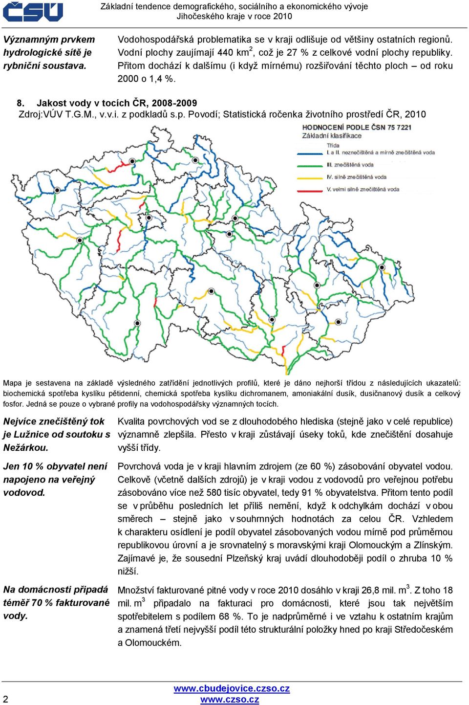 Jakost vody v tocích ČR, 2008-2009 Zdroj:VÚV T.G.M., v.v.i. z po
