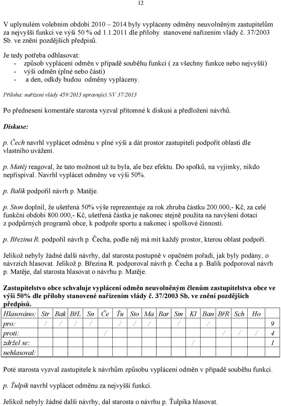 Je tedy potřeba odhlasovat: - způsob vyplácení odměn v případě souběhu funkcí ( za všechny funkce nebo nejvyšší) - výši odměn (plné nebo části) - a den, odkdy budou odměny vypláceny.